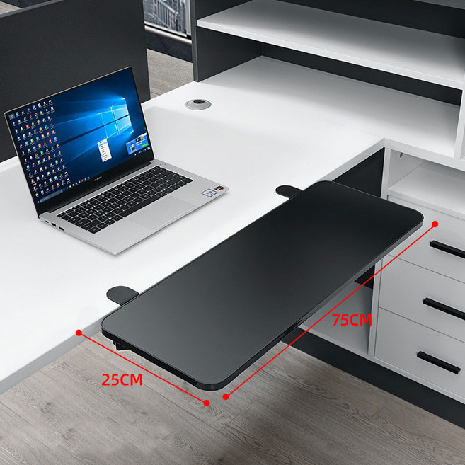 슈비리아 책상 연장선반 확장테이블 키보드거치대, 블랙