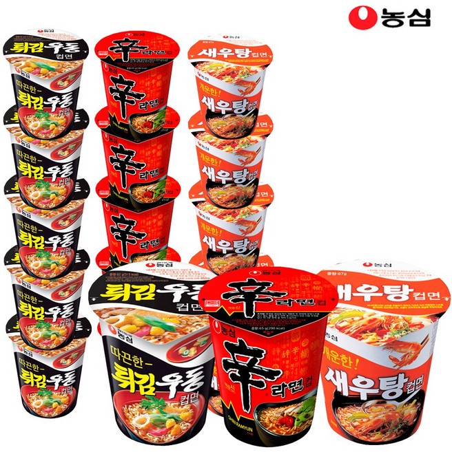 농심 컵라면 혼합 18 (신라면6+튀김우동6+새우탕6), 18개