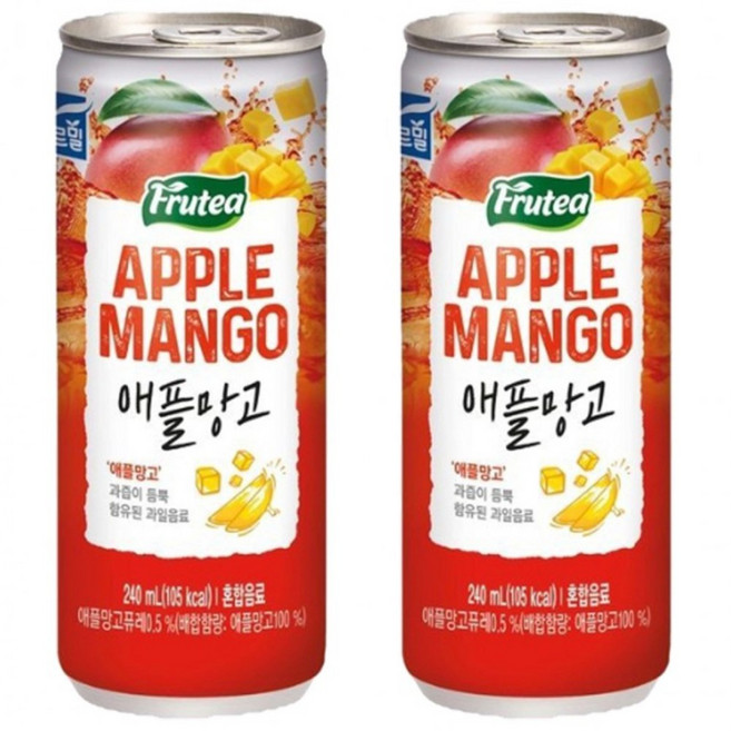 푸르밀 상큼달콤 푸르티 애플망고 과즙 캔음료 240ml 30캔