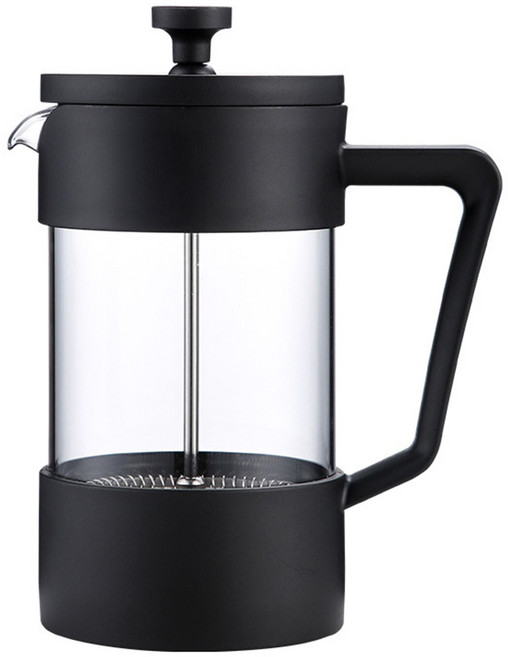 法式濾壓壺 600ml 304不鏽鋼濾網玻璃咖啡壺, 黑色, 1個