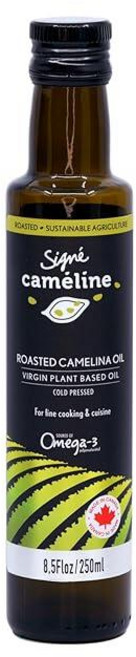 Signé Caméline 냉압착 로스트 카멜리나 오일 250mL | 높은 스모크 포인트 246.1°C(450°F) 오메가-3 풍부 구운 헤이즐넛과 참깨 노트 아시아, 1개