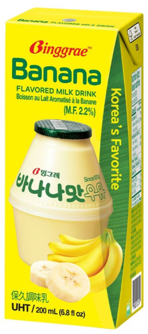 Binggrae 香蕉調味乳, 1個裝, 香蕉牛奶200mL×1瓶, 200ml