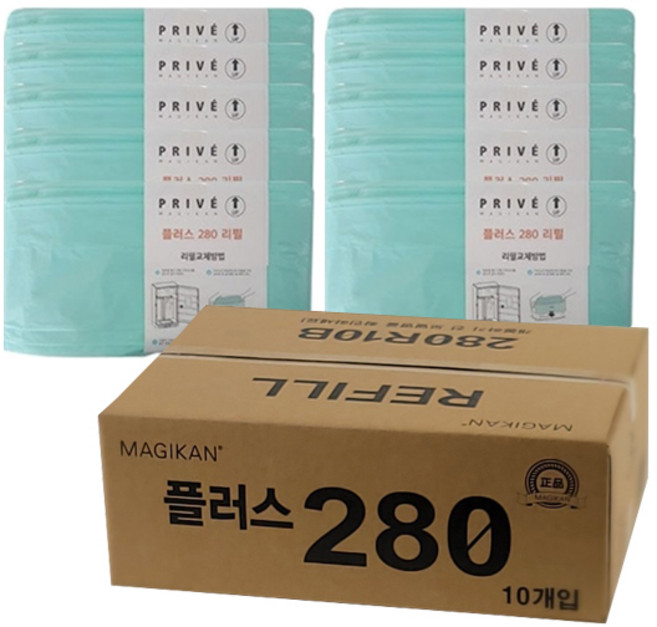 매직캔 프리베 리필봉투 PLUS 280R10B, 280ml, 1박스