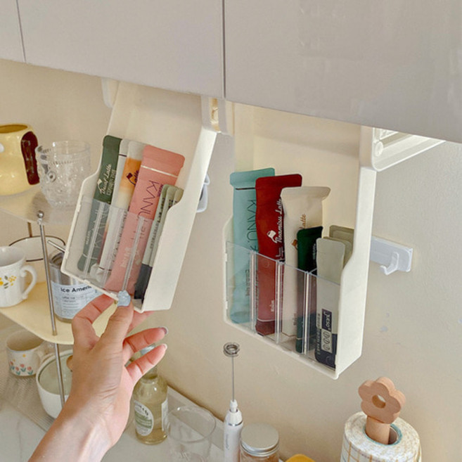 더홈스 오픈형 부착식 언더 미니 서랍, 2개, 화이트