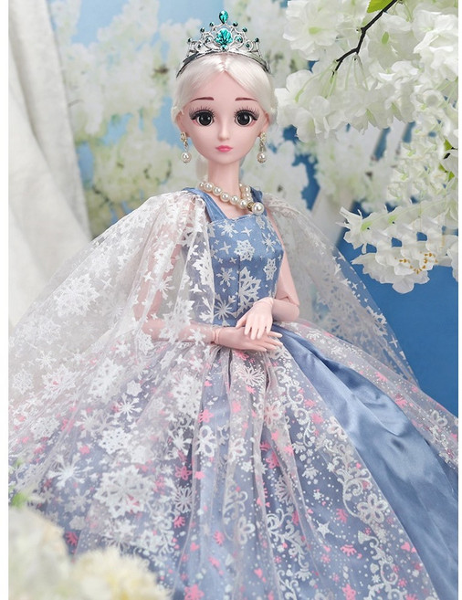 [미미사몰] 로맨틱 Yitian 시뮬레이션 구체관절인형 60cm 대형 공주여아 생일 선물세트, 8) 얼음 공주, 1개