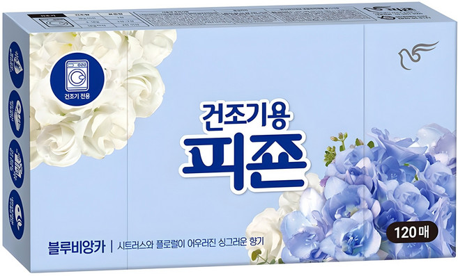 피죤 건조기용 시트 섬유유연제 블루비앙카 본품, 120개입, 1개