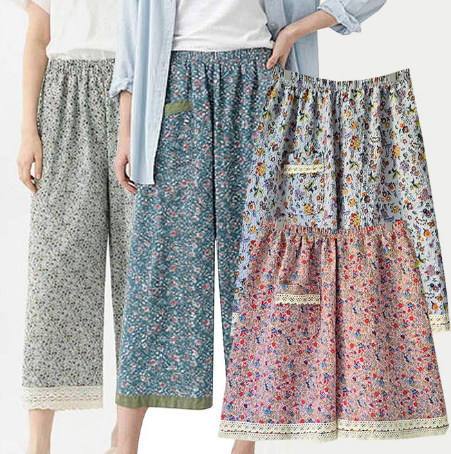 2장세트 마마로 인견 플라워 여성 파자마 밴딩 바지 5부 7부 8부 여름 파자마