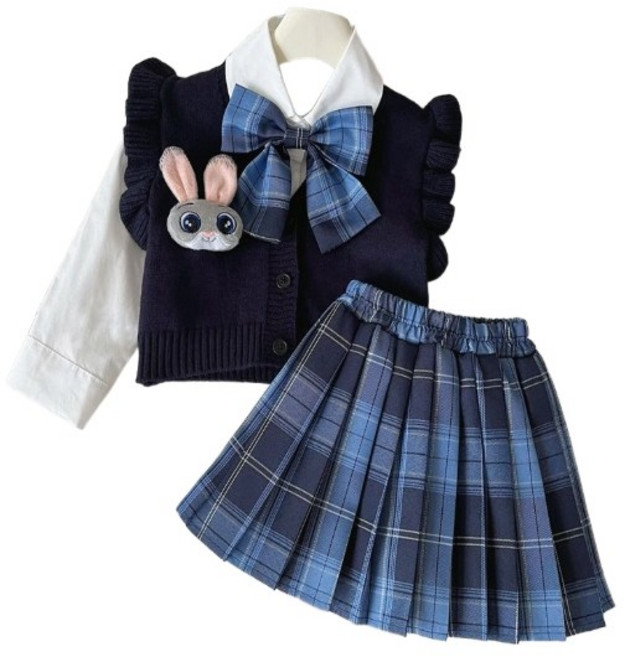 유] 여아 간절기 봄 가을 스쿨룩 치마 세트