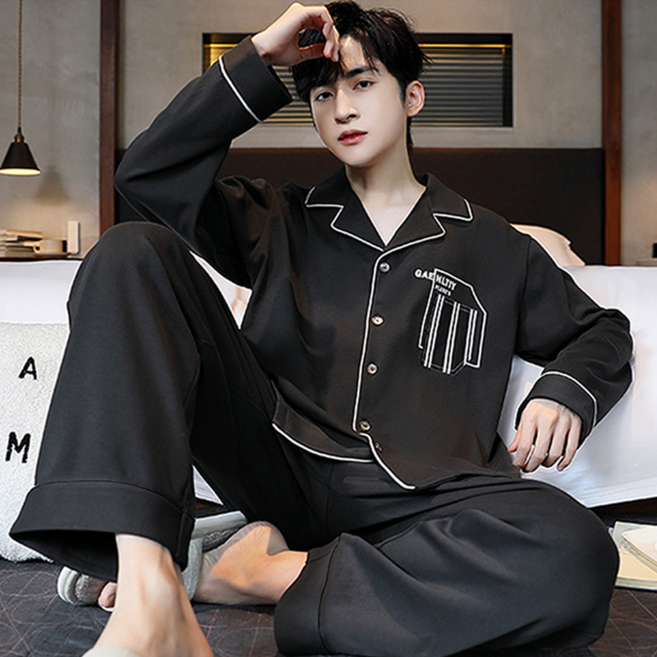 NUNUHANA 남성용 편안한 긴팔 잠옷 상하의 세트