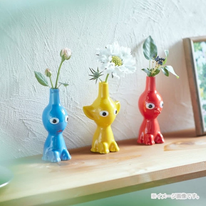 Pikmin 主題花瓶 陶瓷擺飾, 藍色,黃色,紅色