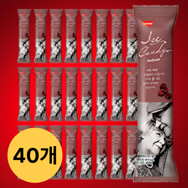 라벨리 캔디바 팥 팥맛 아이스크림 바아이스크림, 40개, 65ml