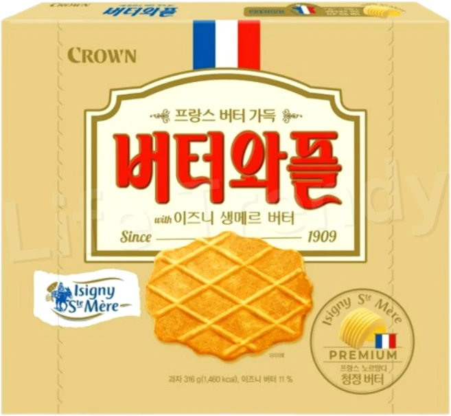 크라운제과 버터와플 이즈니 생메르 버터 316g, 1개 - 쿠팡