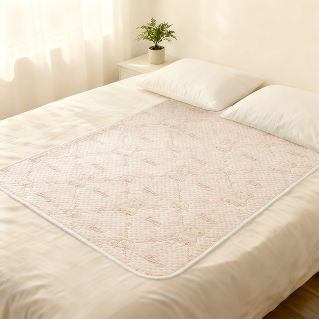호밍사이 대형 보호 침대 방수 매트 천연 면 여성 생리 노인 돌봄 입원, 크림색