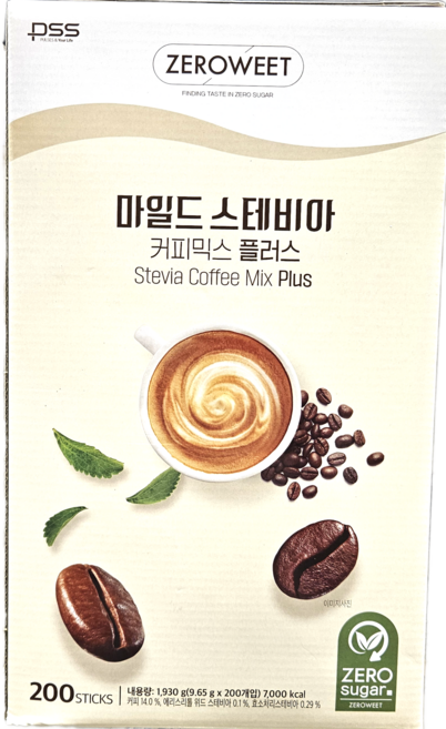 스테비아 커피믹스 200입 저당 믹스커피 스틱커피, 1박스, 200개입