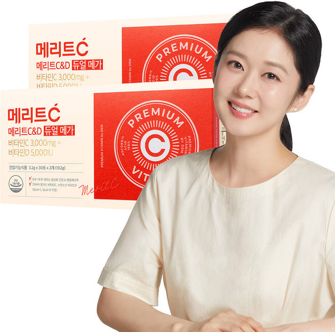휴온스 메리트C&D 듀얼 메가 고함량 비타민C 3000 비타민D 5000 2개월분 60포 1박스, 2개, 186g