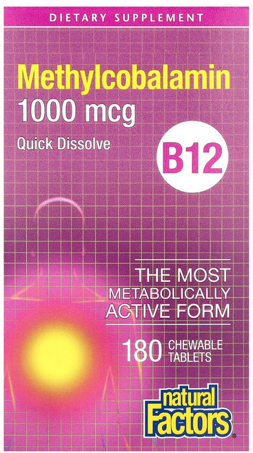 네추럴팩터스 B12 메틸코발라민 1000mcg 츄어블 180정, 1개