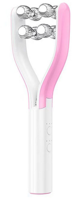 얼굴 마사지기 EMS 미세전류 3단계 조절 v라 얼굴롤러, 분홍색