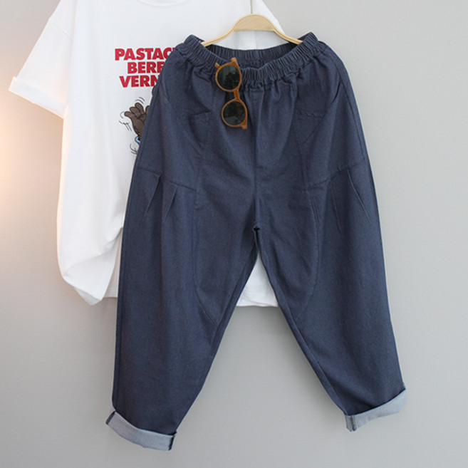 달콩 여성 빅사이즈 밴딩팬츠 여름긴바지 두잉스판오버핏배기팬츠