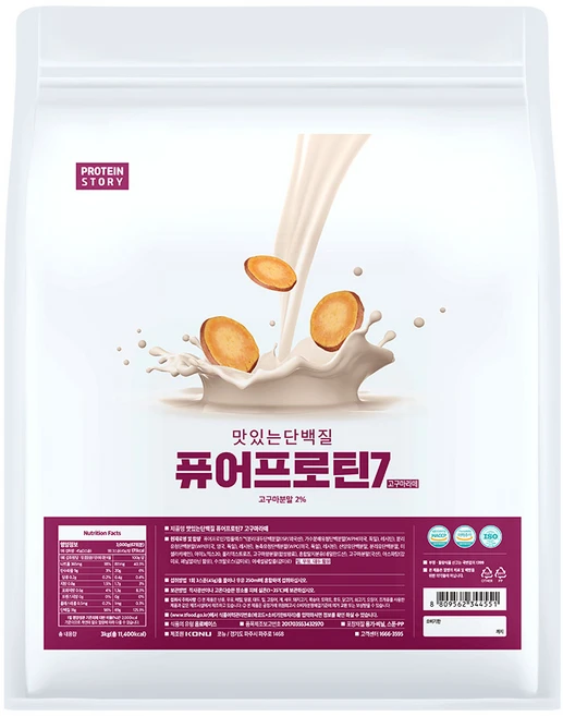 프로틴스토리 맛있는 단백질 퓨어프로틴7 3kg 고구마라떼, 1개 - 쿠팡