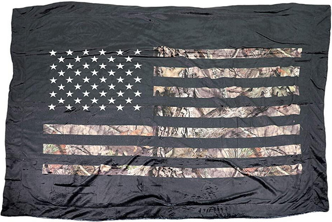 Mossy Oak 셰르파 양면 플러시 담요 127X152.4cm(50X60인치) (블랙)