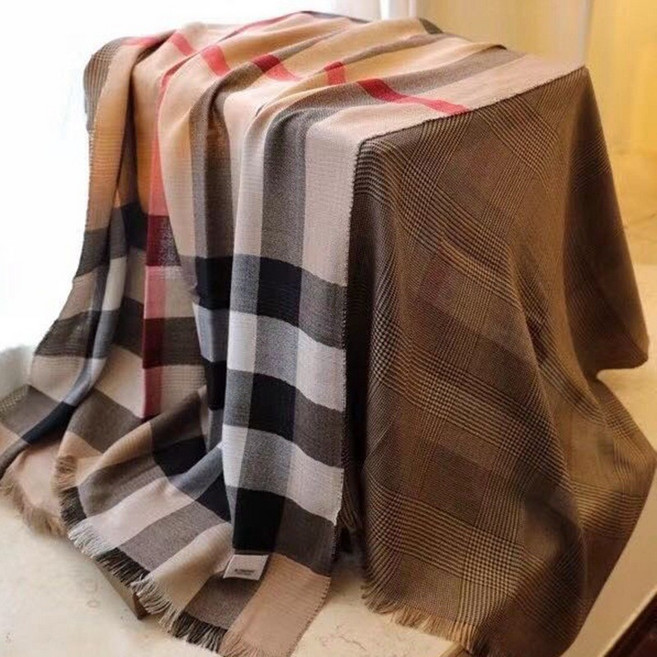 英倫風格子圍巾 仿羊絨保暖格紋大披肩 雙面款