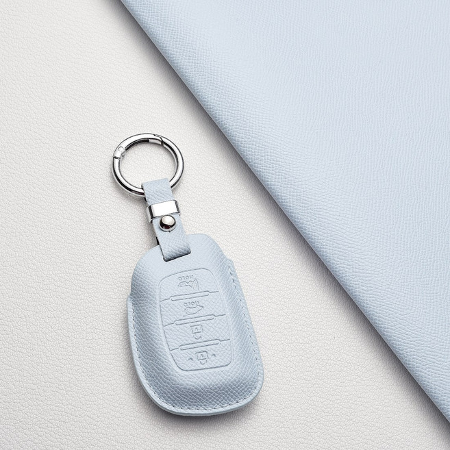 현대 현대 차량 전용 A4타입 신형 스마트키 가죽 케이스 더뉴 캐스퍼 쏘나타 아반떼 투싼 아이오닉 호환, 현대/A4 타입, 스카이블루