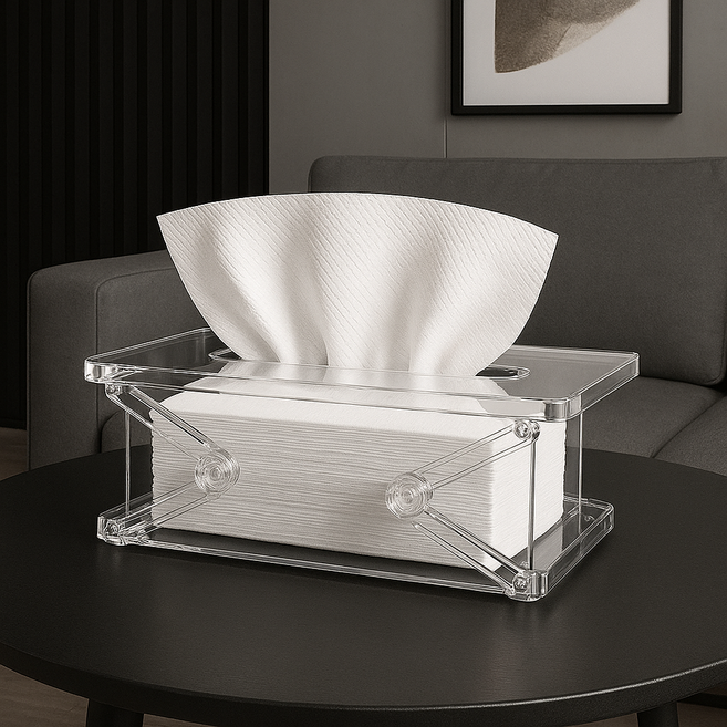 유통피아 자동 스프링 팝업 휴지 케이스, 1개, 투명