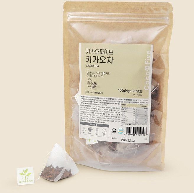 카카오파이브 카카오차 삼각 티백, 1개, 25개입, 4g