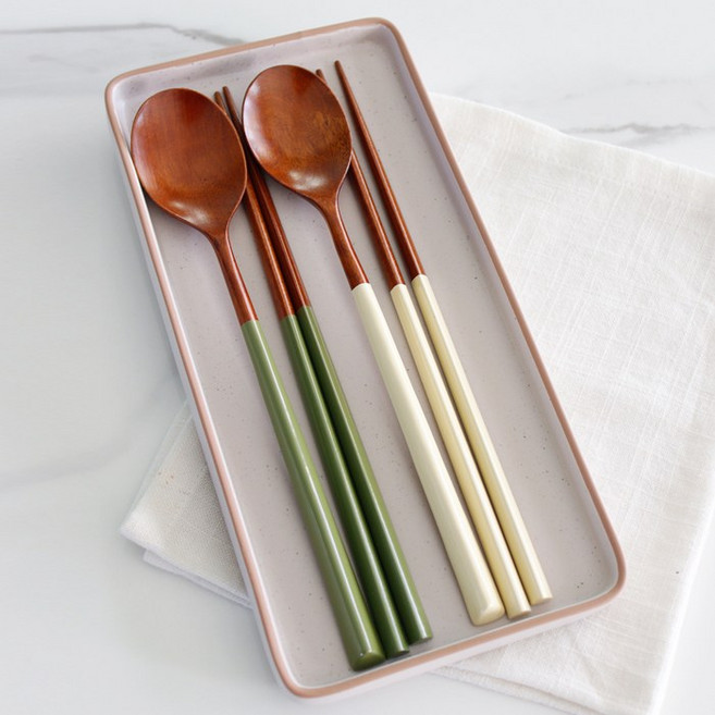 삼각옻칠 수저세트 5color, 그린1세트, 1개, 상세 설명 참조