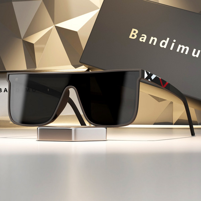 BANDIMU 남성 블록선글라스 와인레드 프레임 UV400 반사 방지 렌즈