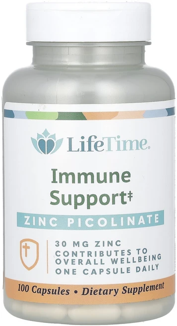 단백질 비타민 철분 마그내슘 칼슘 LifeTime Vitamins 아연 피콜린산 30mg 캡슐 100정 고루고루섭취해주세요, LifeTimeVitamins아연피콜린산30mg캡슐10, 1개 - 쿠팡