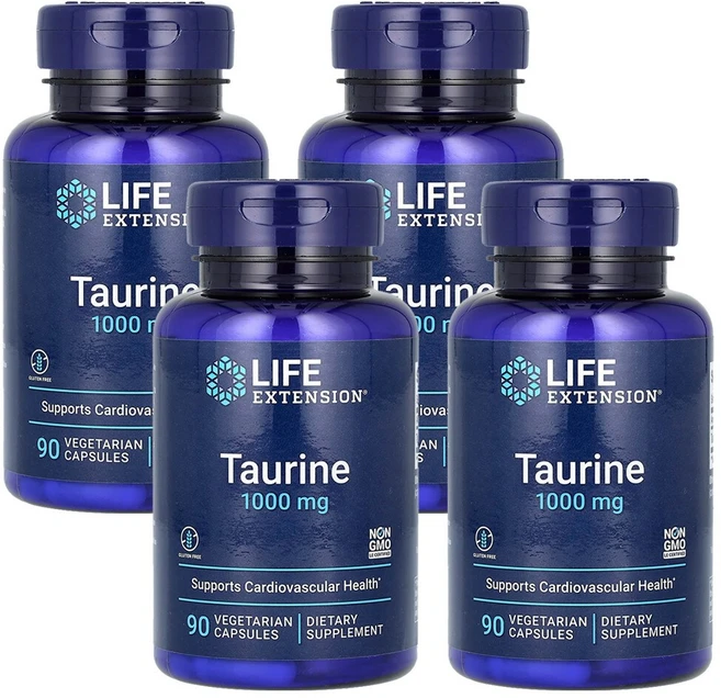 라이프익스텐션 타우린 1000mg 베지테리안 캡슐, 90정, 4개 - 쿠팡