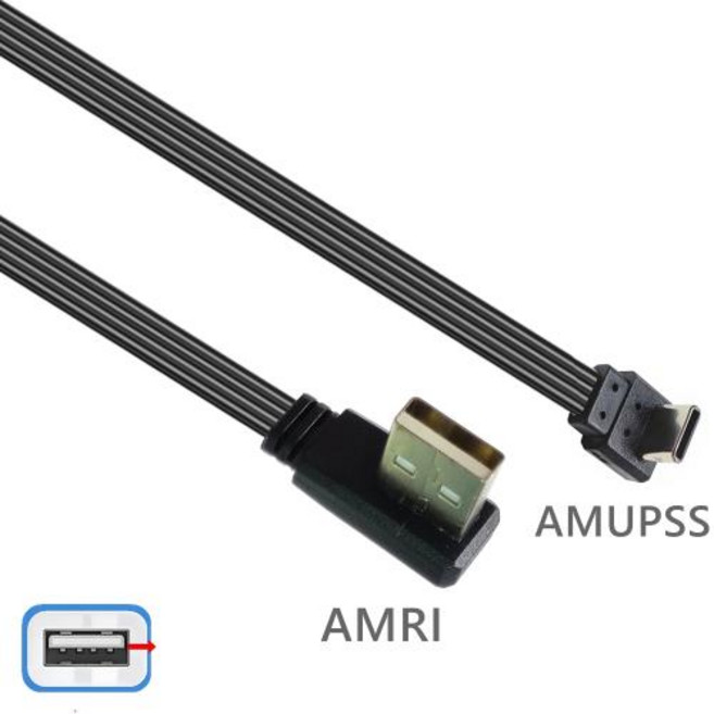 플랫 USB 엘보우 to 초단 C 타입 수 충전 데이터 케이블 2.0 플러그 엘보 좌우 코너 플렉시블 10cm 30cm 1M, 04 AMRI-CMUPSS, 1개