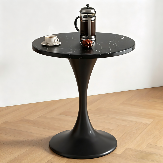 HN Quality Home 튤립 원형테이블 60/70/80cm 거실 소파사이드 협탁 카페테이블 원탁 식탁, 2인용, 블랙 패턴