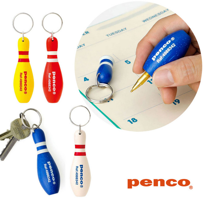 펜코 키링 열쇠고리 볼링핀 모양 볼펜, 화이트 (PP-wh)