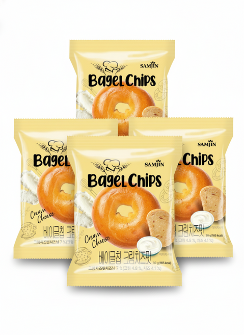 삼진 베이글칩 크림치즈맛, 30g, 4개