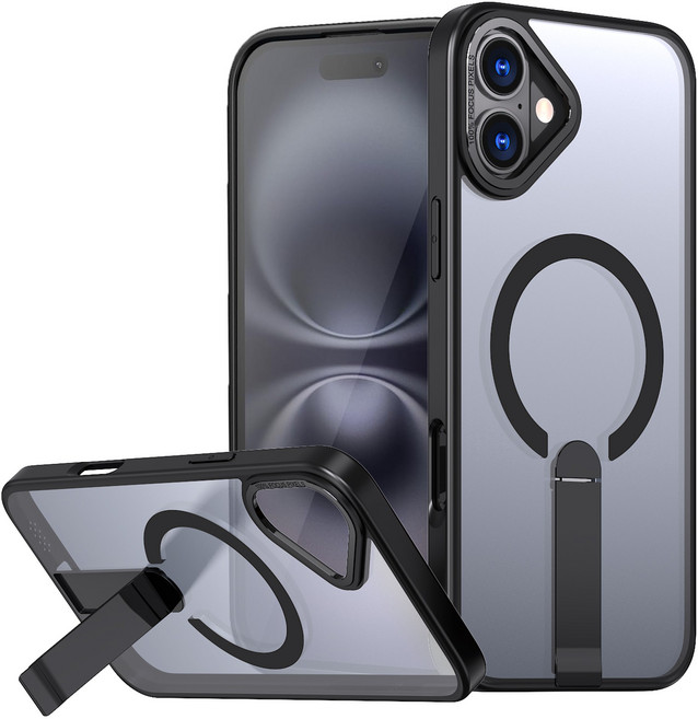 아칸크 애플 아이폰 16e 맥세이프 M 에어클로 매트벨벳 반투명 마그네틱 휴대폰 거치대 케이스