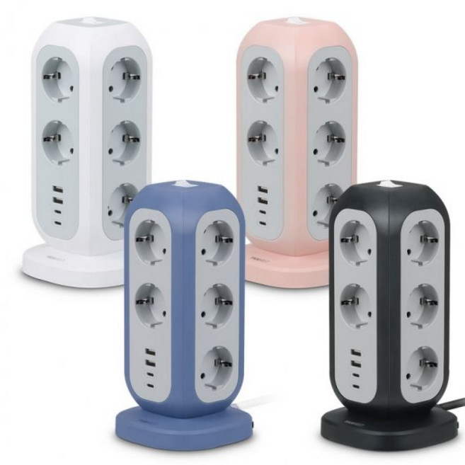 팬웨스트 큐브 USB 타워형 고용량 파워 멀티탭 디자인 인테리어 멀티 콘센트 릴선 낚시 캠핑, 1개, 화이트, 1cm