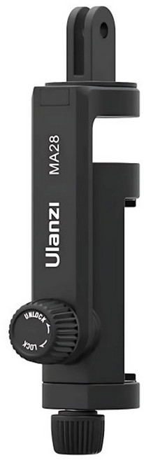 Ulanzi MA28 GoPro接口手機夾-01 橫豎拍 運動相機 支架, 黑色, 1個