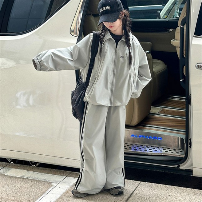 비비키드 주니어 상의 초등생 하의 세트 여아 봄 가을 세트 초중생 OIE 레터링 집업 바람막이 긴팔 긴바지 초등생 상하세트 (77665)