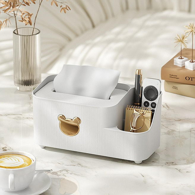 레디박스 거실 책상 다용도 멀티 선반 티슈케이스, 1개, 화이트 소형