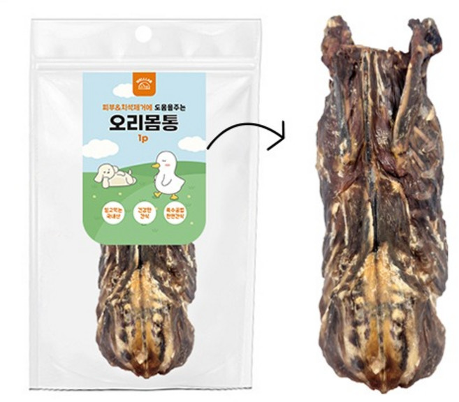 웰랩 오리 몸통 1p 강아지 수제간식, 1개, 80g