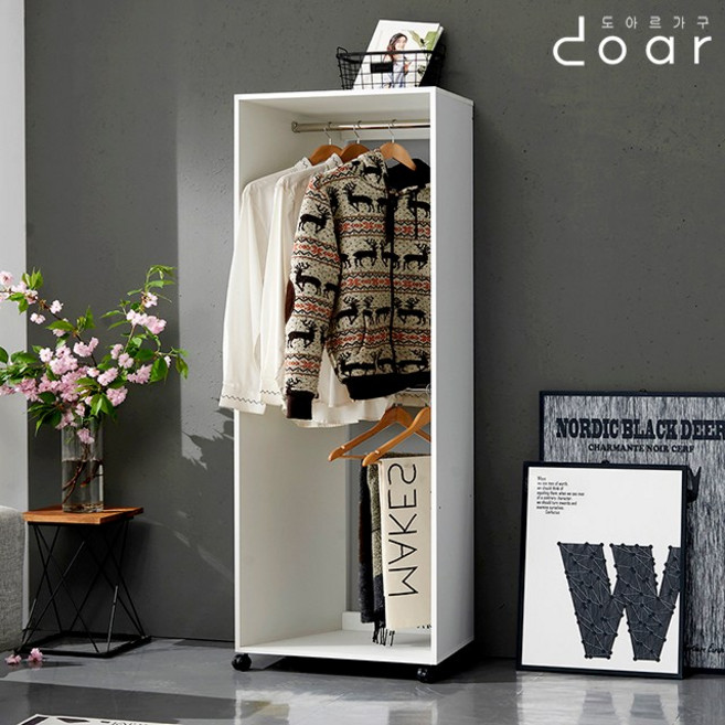 도아르 이동식 수납 2인 학생 서랍 거울 간이 낮은 원룸 틈새 아기 자취방 미니 옷장, 화이트