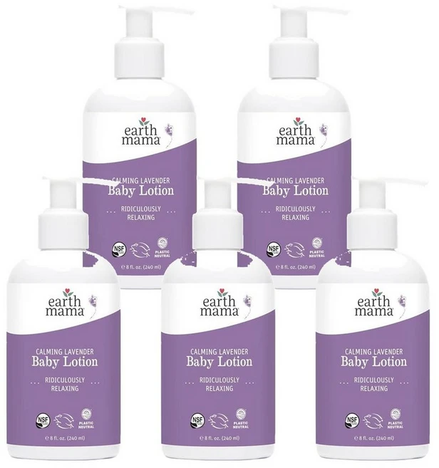 어스마마 베이비 로션 카밍 라벤더 칼렌듈라 크림 알로에 주스 루이보스 & 시어 버터 240ml, 5개 - 쿠팡