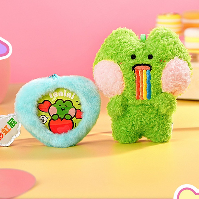 [돌앤돌스]라인프렌즈 미니니 포카 & 네임택 키링_레니니-귀여운 캐릭터 봉제인형 소품 돌앤돌스, 1개, 혼합색상