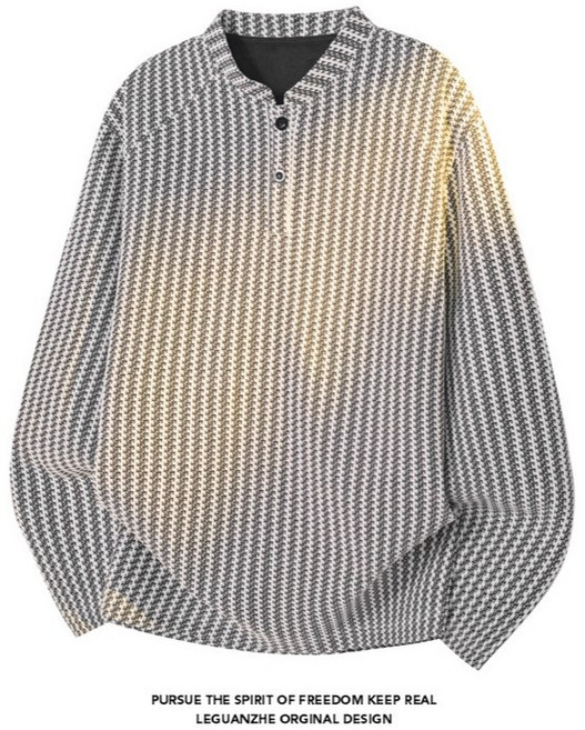 남성 봄 헨리넥 후드티 골지 캐주얼 맨투맨