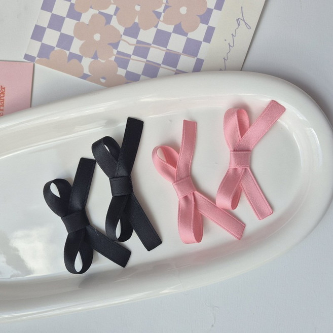 리본핀 4개 세트 여아 아이 공주 아기 여성 발레코어 헤어 머리 삔 초등