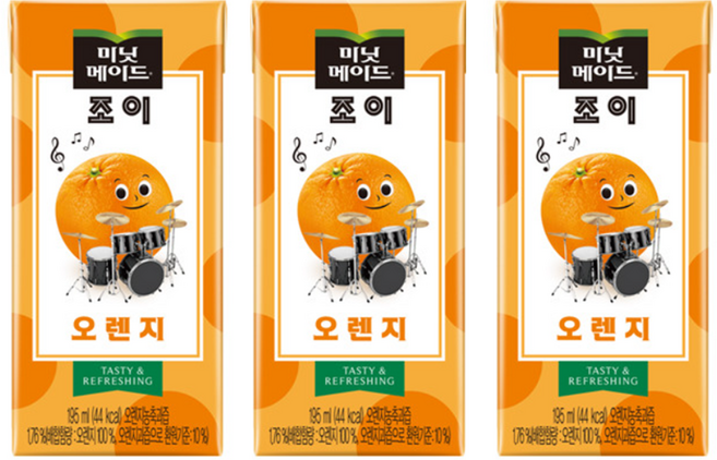 미닛메이드 조이 오렌지 팩, 195ml, 12개