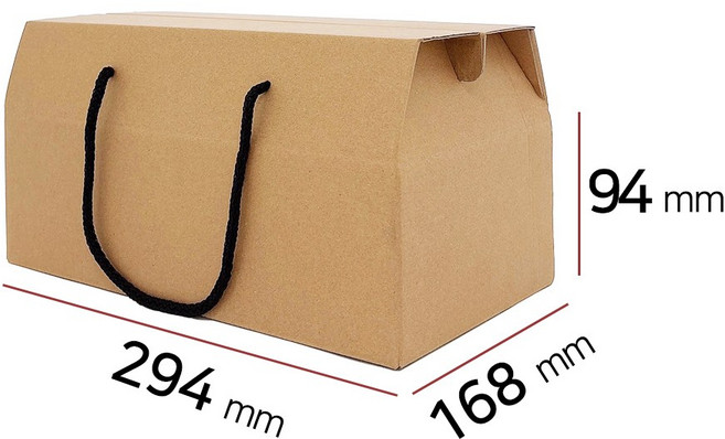 다용도 끈 손잡이 선물상자 답례품 포개 크라프트 박스(중형), 50장, 브라운계열