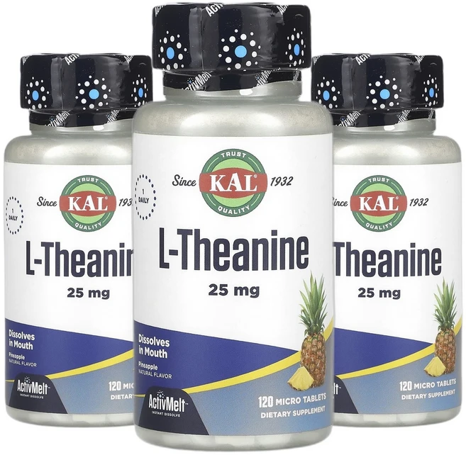칼 ActivMelt L 테아닌 엘테아닌 파인애플 드림 25mg 마이크로정 120개 2+1, 3개, 120회분 - 쿠팡